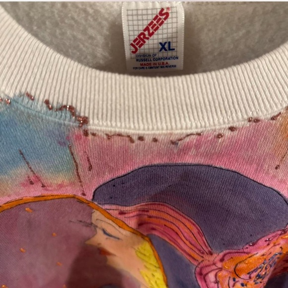 VTG Women’s Hand Painted Artistic Crewneck Sweatshirt Size XL - Picture 3 of 4